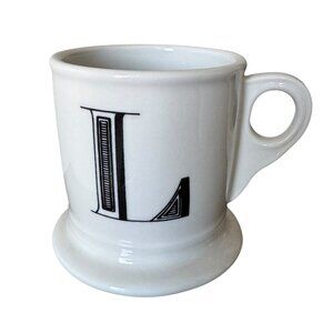 Anthropologie Cream Initial L Monogram Shaving Style Mug Classic Chunky